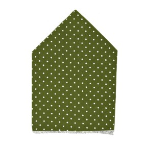 Olivengrønt lommetørklæde med prikker